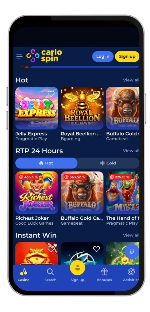 CarloSpin Casino app